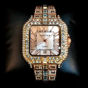 Cartier Iced Unisex Wristwatch – Full-Crystal Steel Bracelet