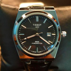 Tissot PRX Powermatic 80 Automatic – Beige Dial with Crocodile Leather Strap - black dial